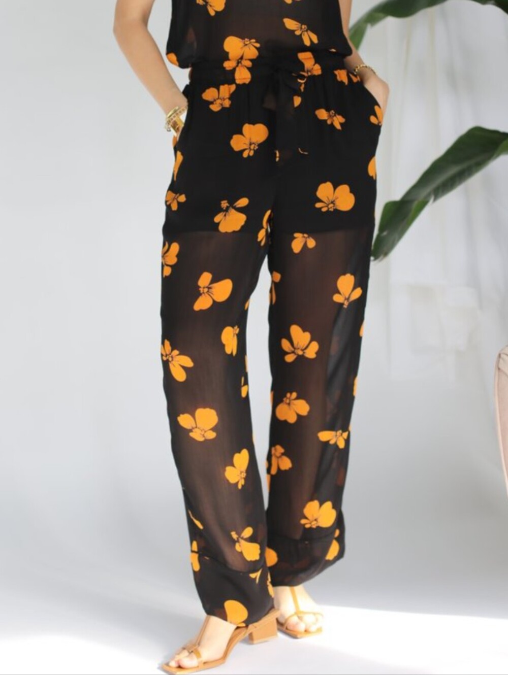 Ganni Fairfax Georgette Sheer Pant